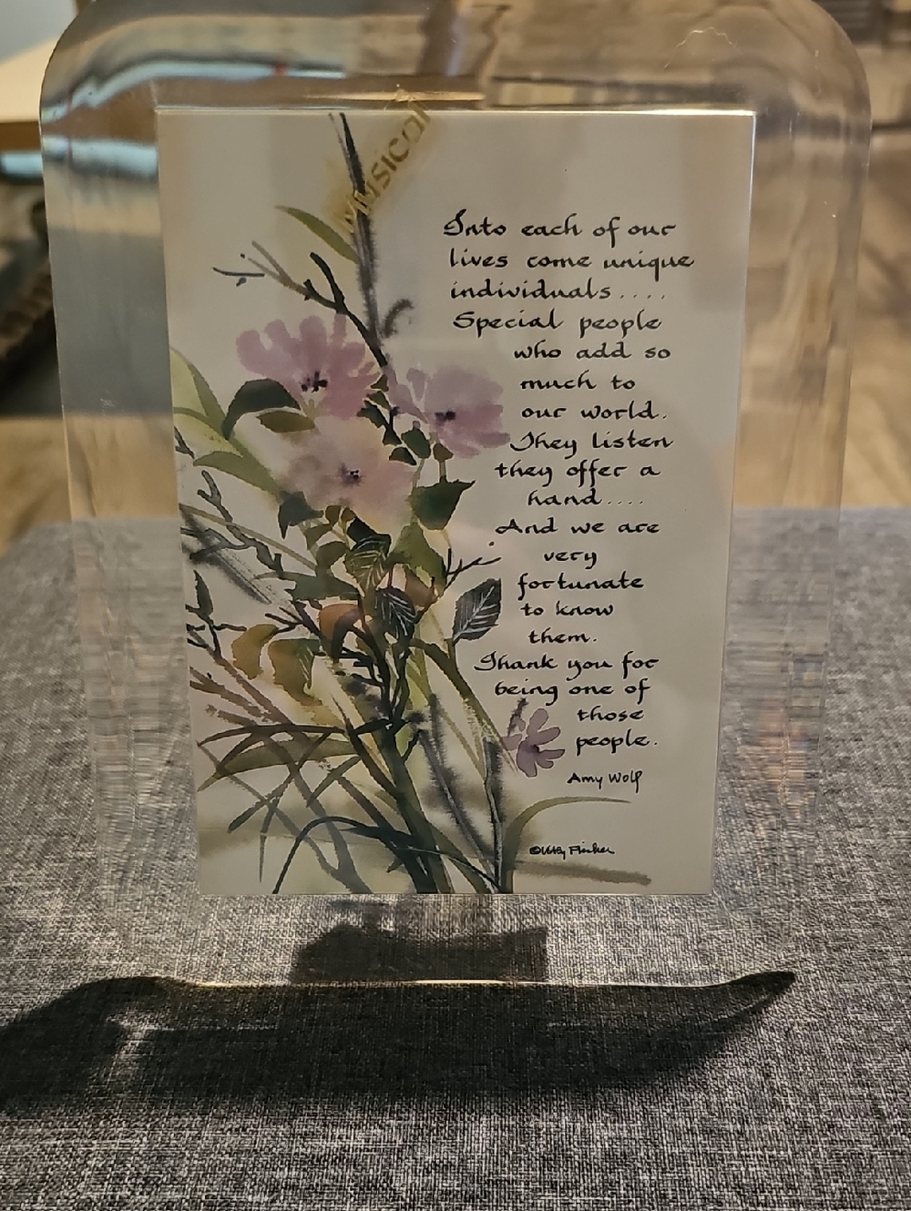 80s Music Box Floral Frame Poem Vintage Katy Fischer Memory Home Decor 70s